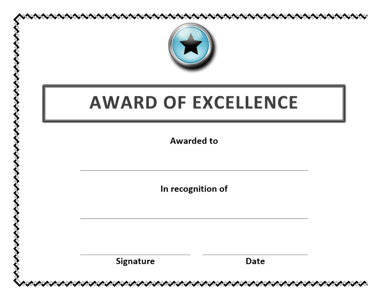 Award Of Excellence Certificate Throughout Congratulations Certificate Word Template