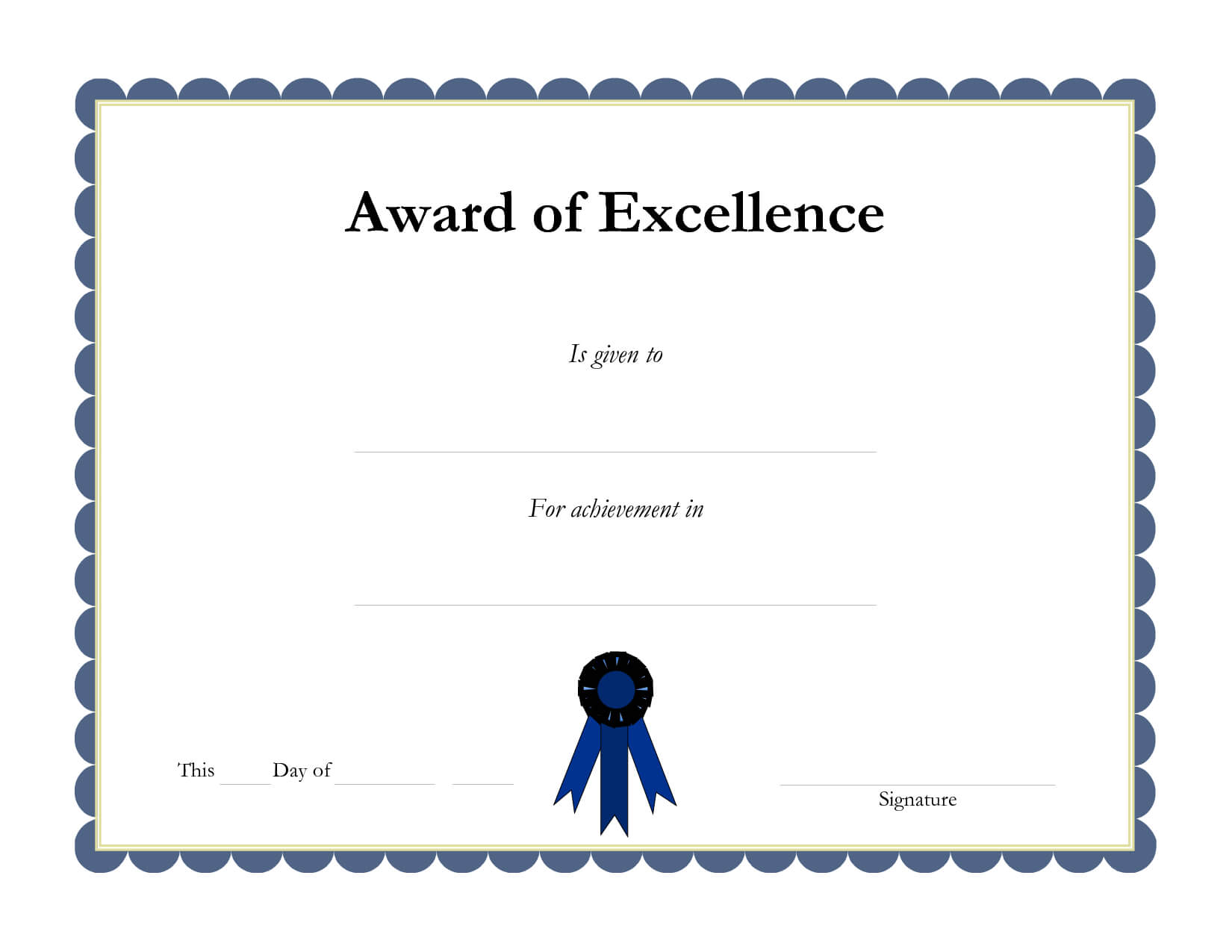 Award Template Certificate Borders | Award Of Excellenceis Throughout Award Of Excellence Certificate Template