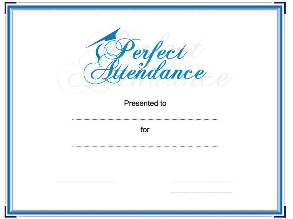 Award Your Student Or Employee For Perfect Attendance. This Inside Perfect Attendance Certificate Free Template