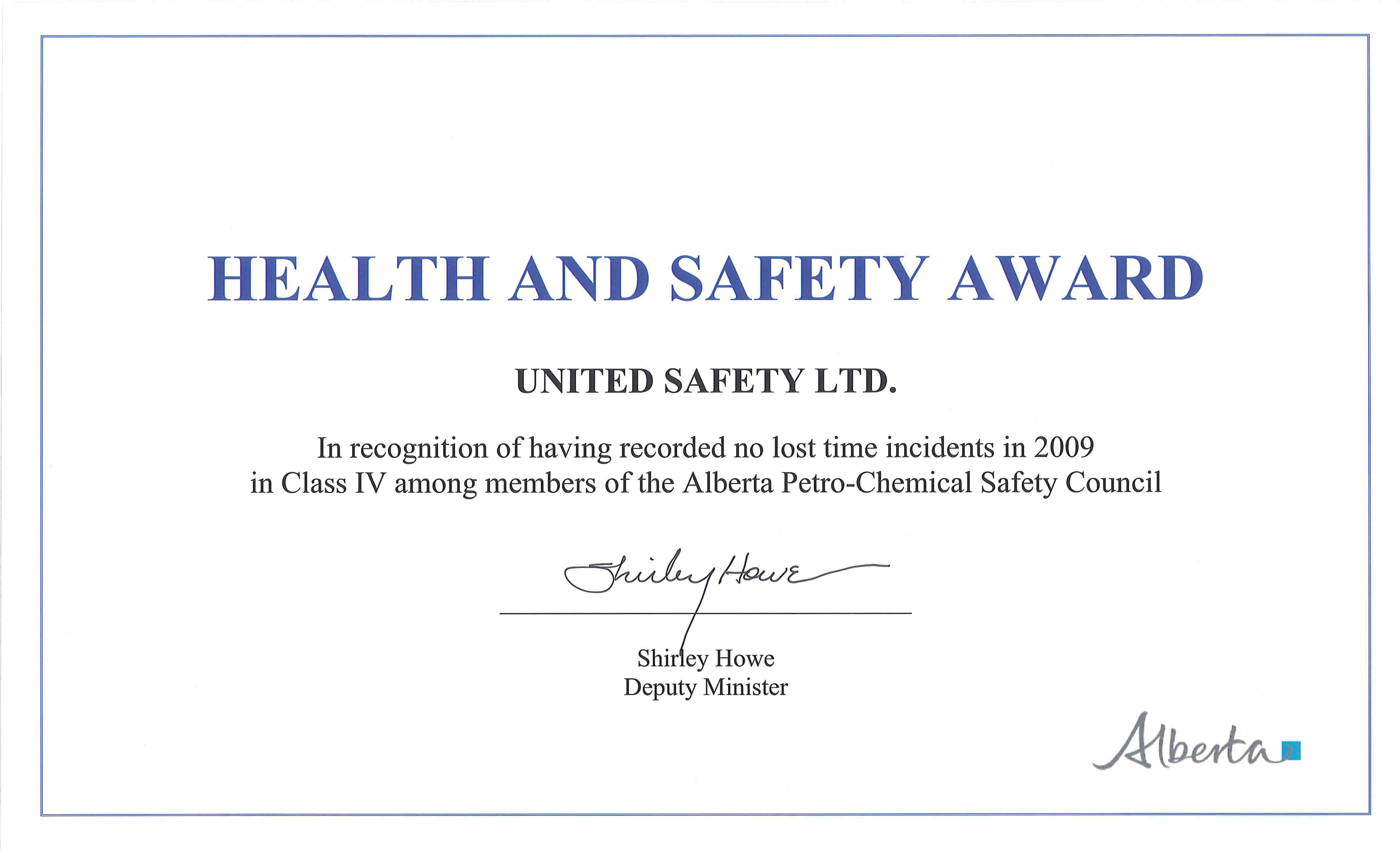 Awards And Recognition | United Safety Inside Client In Safety Recognition Certificate Template