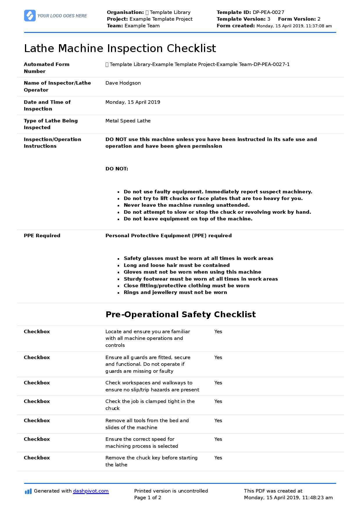 Awesome Machine Shop Inspection Report Template For Payroll With Machine Shop Inspection Report Template