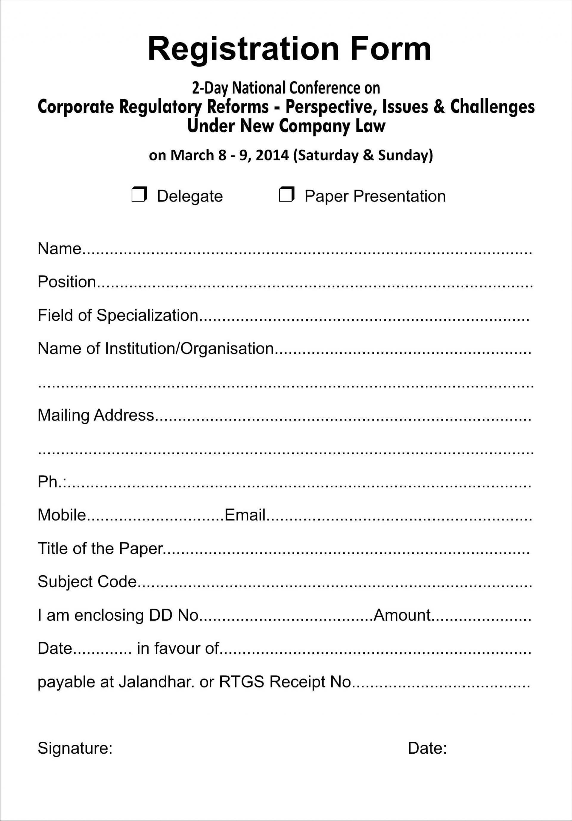 Awful Free Registration Form Templates Template Ideas In Php With Regard To Registration Form Template Word Free