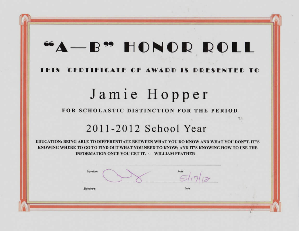 B Honor Roll Certificate Template A – Reeviewer.co With Regarding Honor Roll Certificate Template