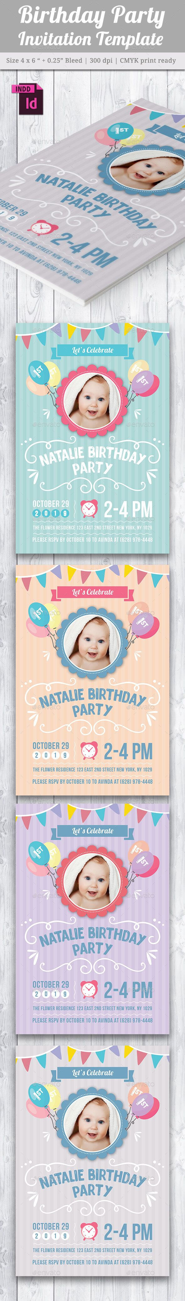 Baby Birthday Card Design Template Indesign Indd | Card Throughout Birthday Card Indesign Template