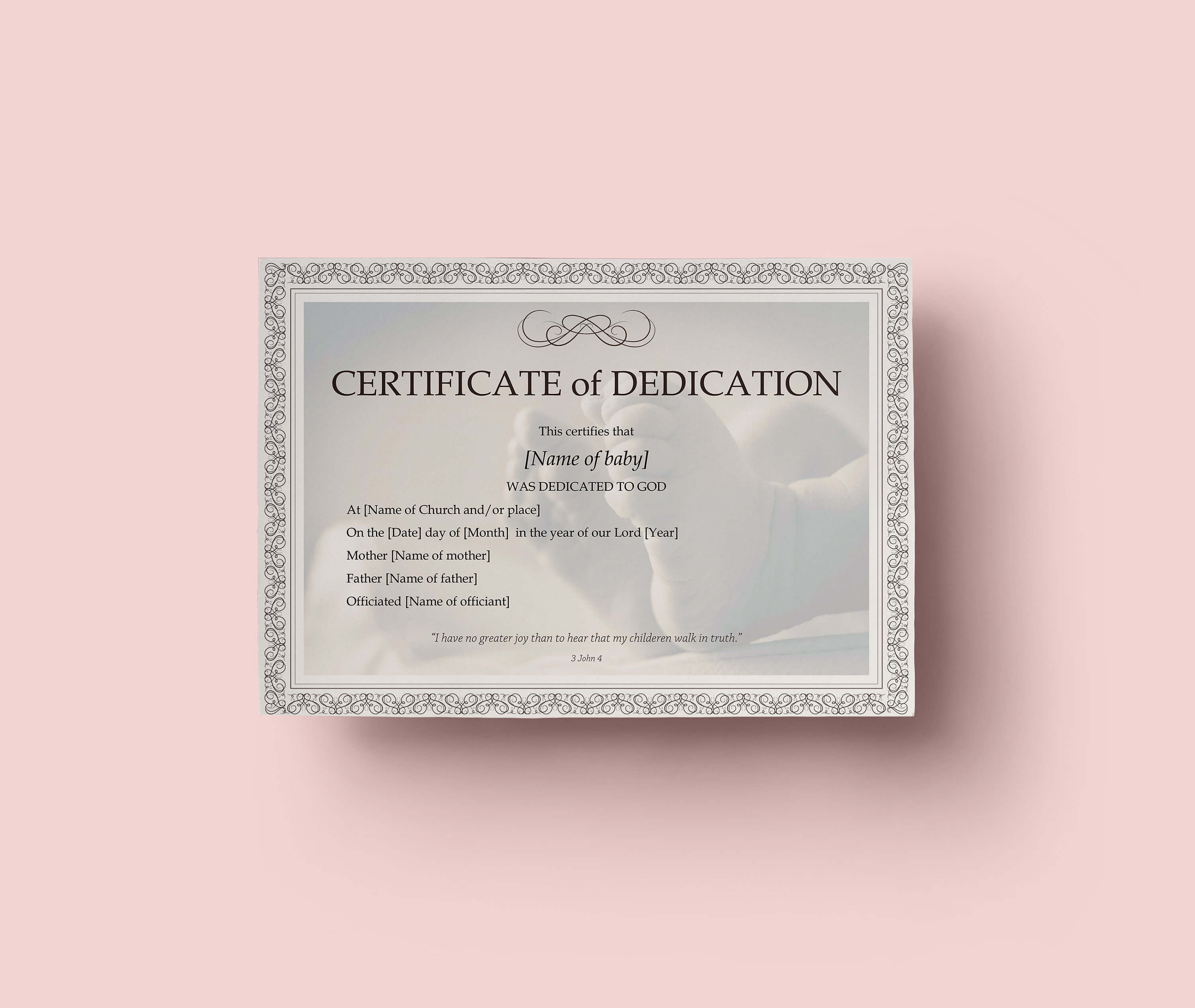 Baby Dedication Certificate Template Boy Or Girl Instant | Etsy Within Baby Dedication Certificate Template