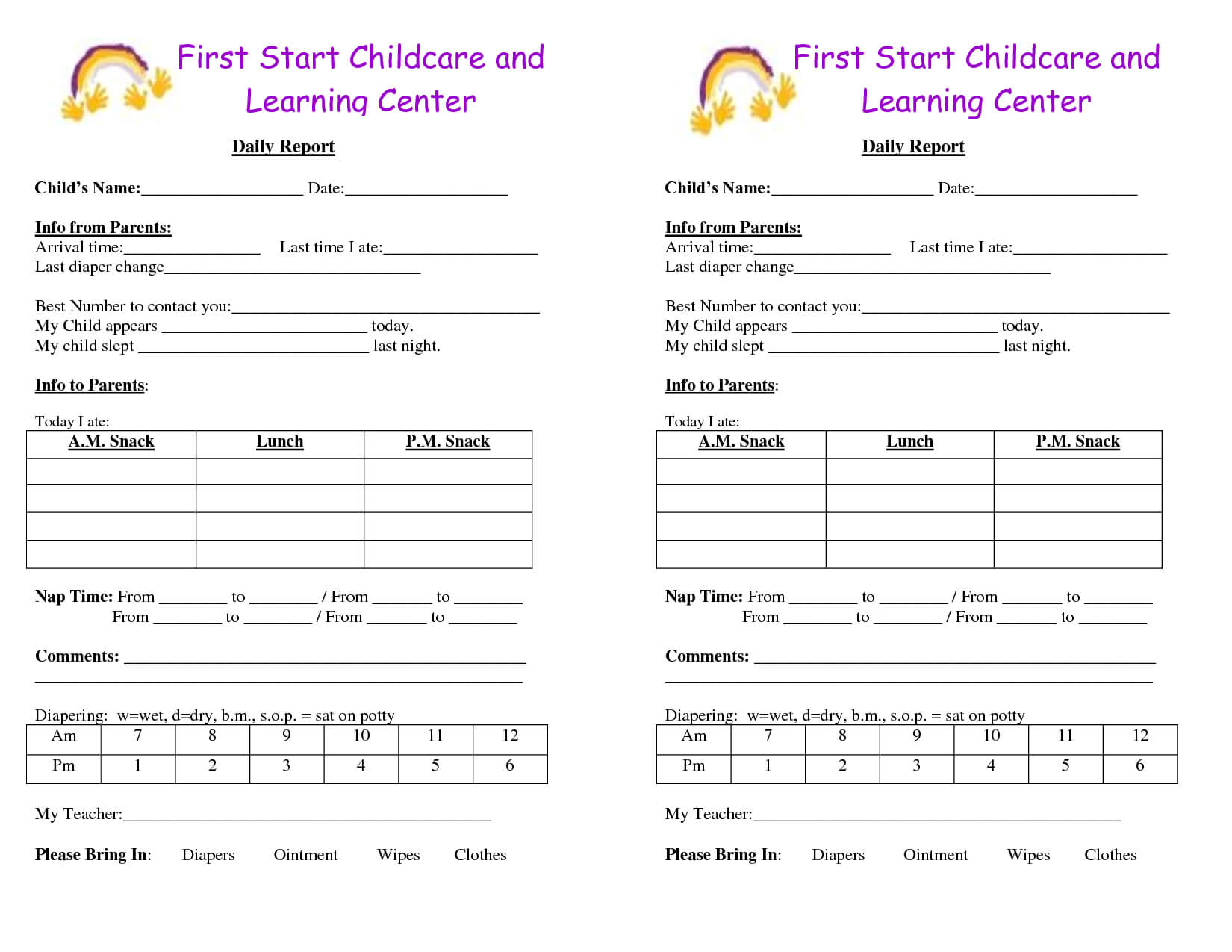 Baby Log Forms – Google Search | Daycare Forms | Infant Within Daycare Infant Daily Report Template