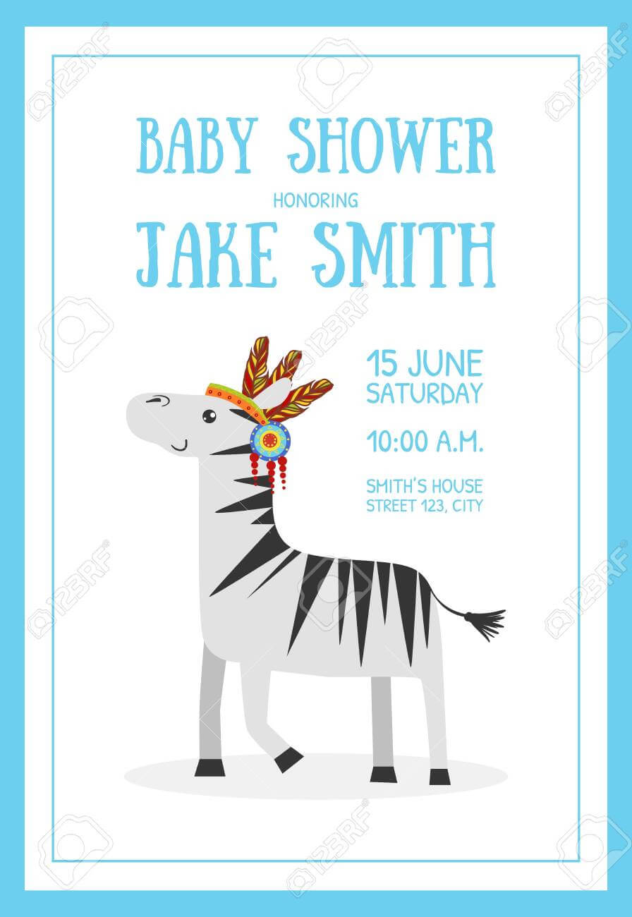 Baby Shower Banner Template With Place For Text And Cute Wild.. Pertaining To Baby Shower Banner Template