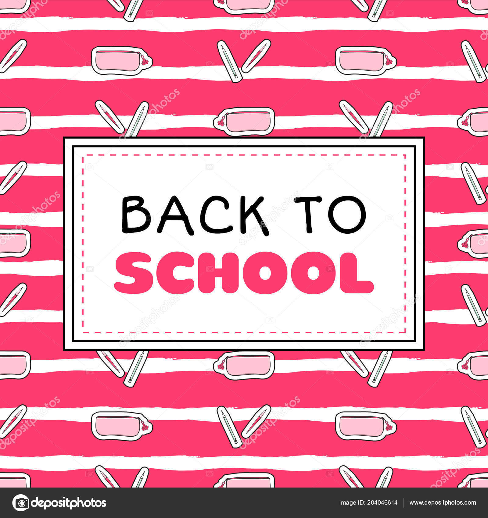Back School Banner Template Vector Pink Girls Concept For College Banner Template
