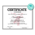 Ballet Certificate | Certificates | Printable Award In Dance Certificate Template