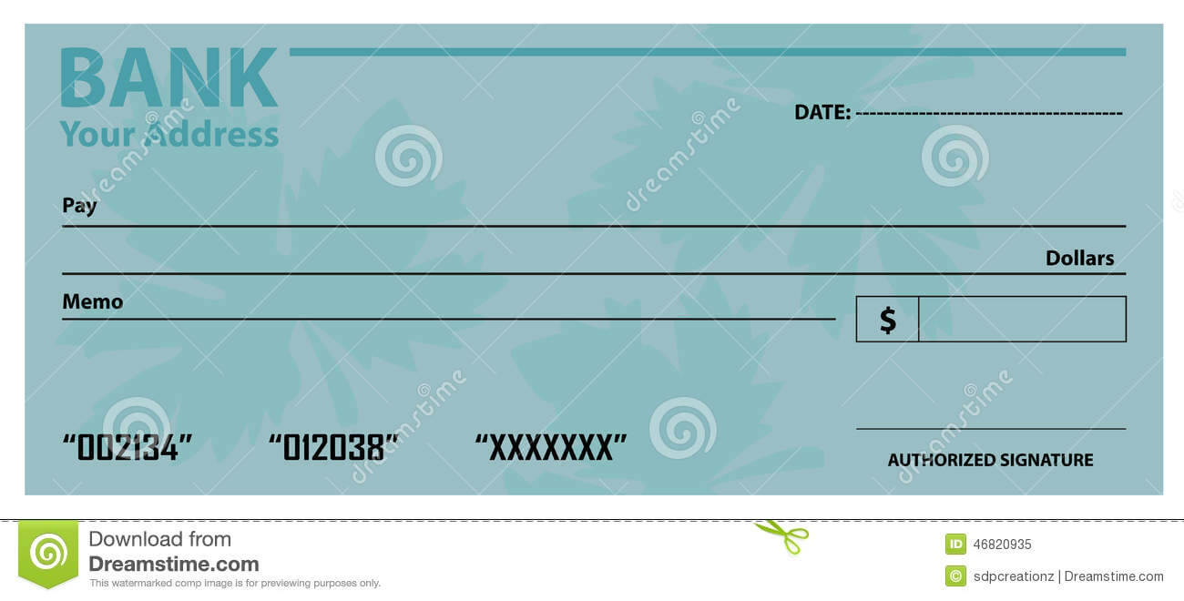 Bank Check / Cheque Template Stock Vector – Illustration Of Inside Large Blank Cheque Template