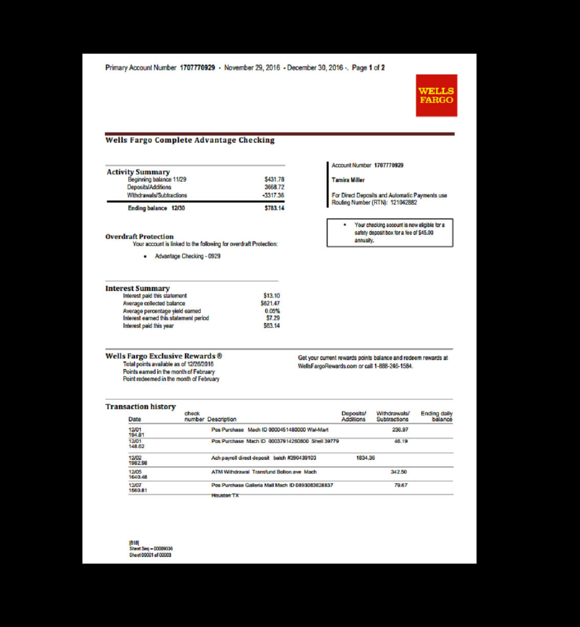 Bank, Statement, Wells Fargo Template, Fake, Custom Inside Blank Bank Statement Template Download