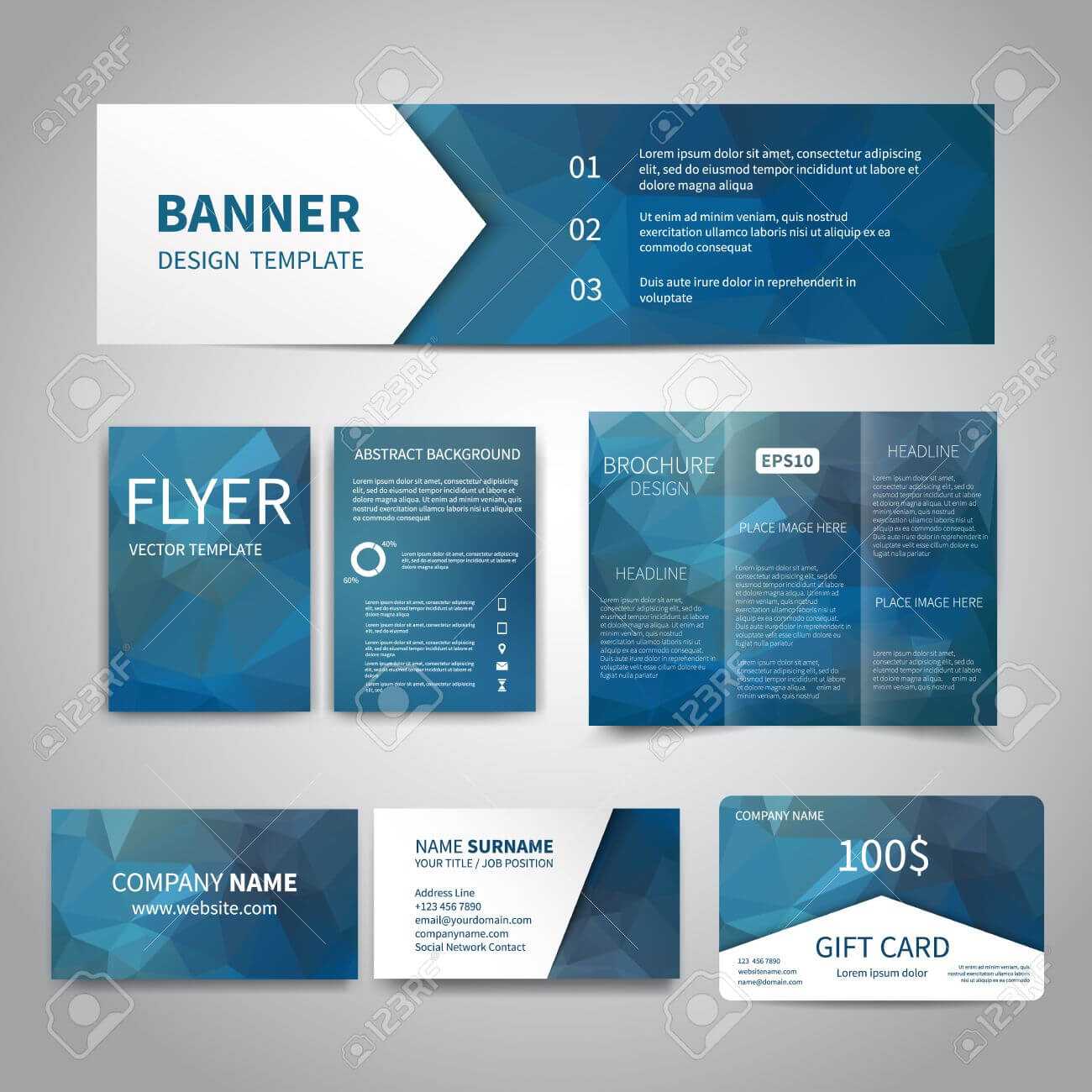 Banner, Flyers, Brochure, Business Cards, Gift Card Design Templates.. In Advertising Cards Templates