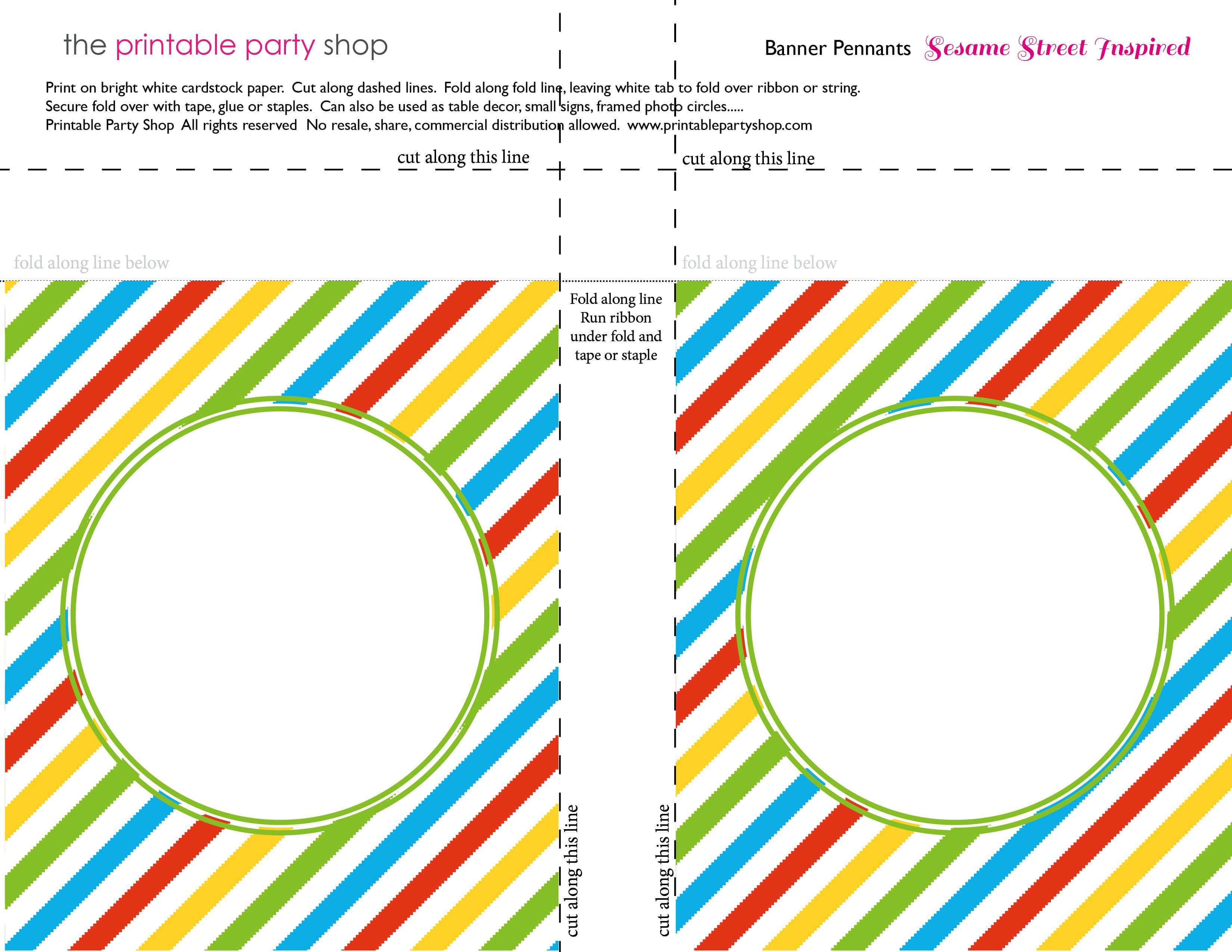 Banner Squares Stripes Sesame Street Printablepartyshop Throughout Staples Banner Template