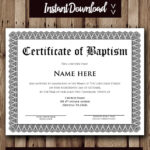 Baptism Certificate Template Microsoft Word Editable | Etsy Pertaining To Baptism Certificate Template Word