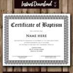 Baptism Certificate Template – Microsoft Word Editable Template – Instant  Download For Baptism Certificate Template Download