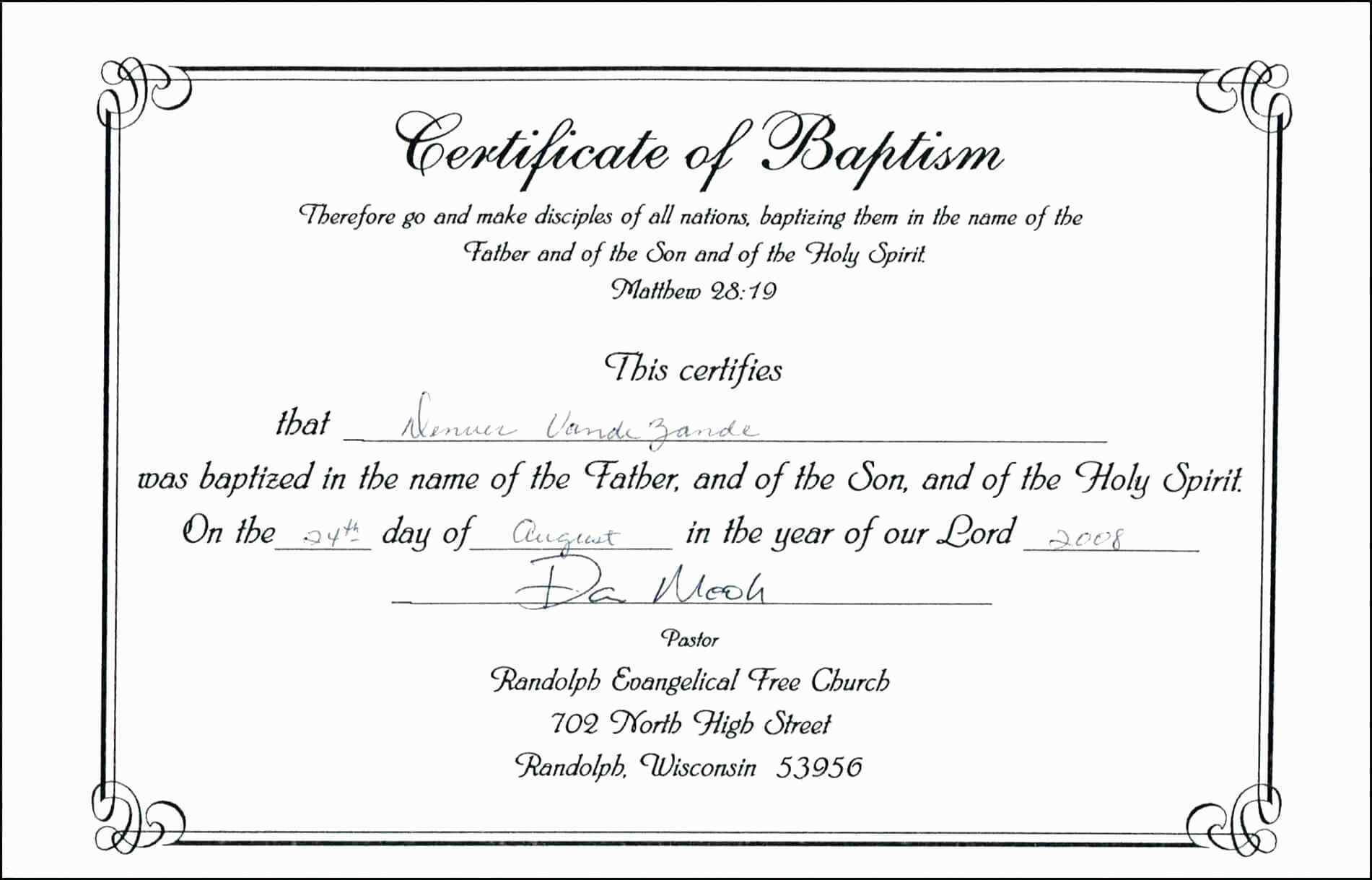 Baptism Certificate Template Word Free For Baptism Certificate Template Word