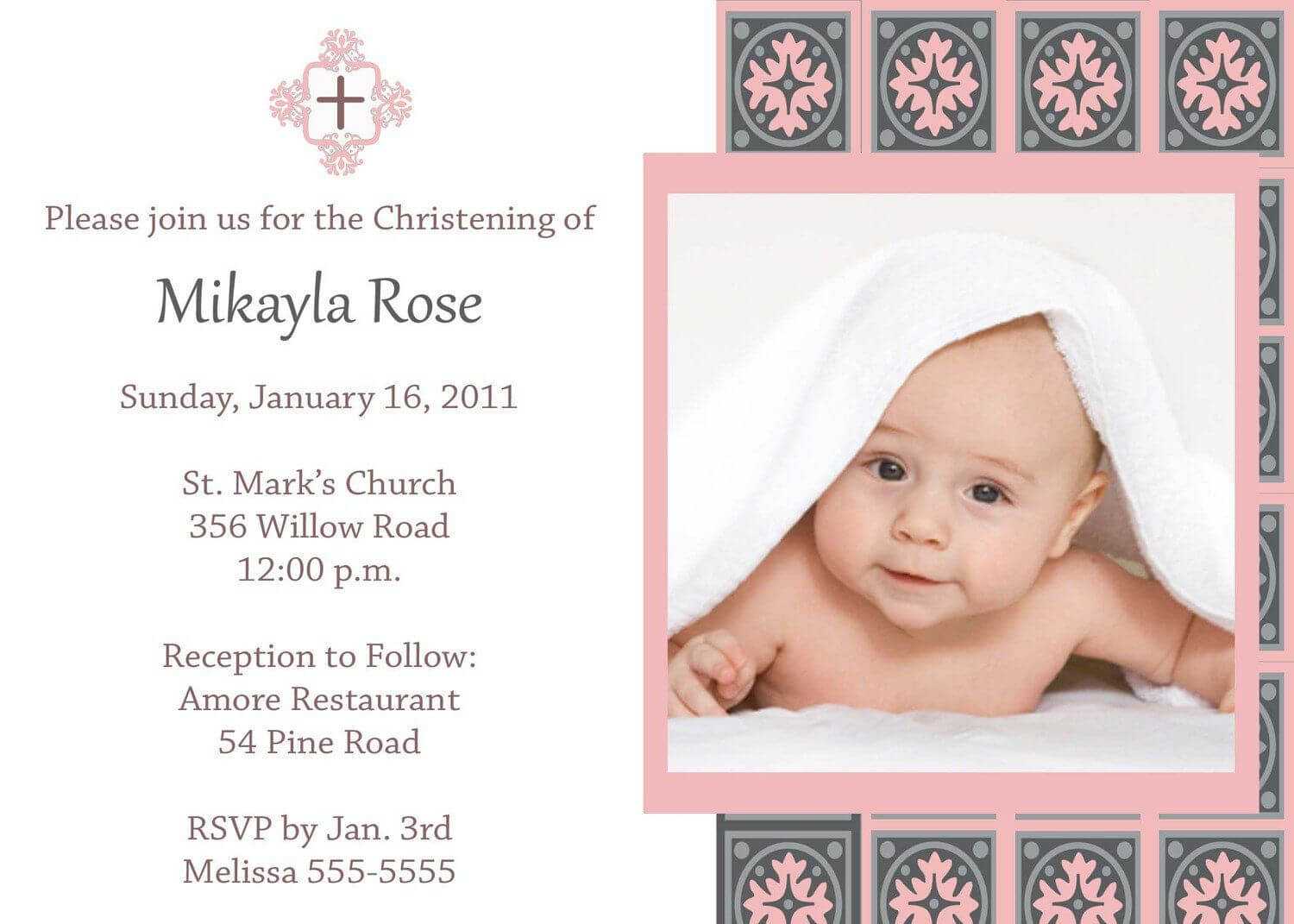 Baptism Invitation Card Template Free | Baptism Invitations Throughout Baptism Invitation Card Template