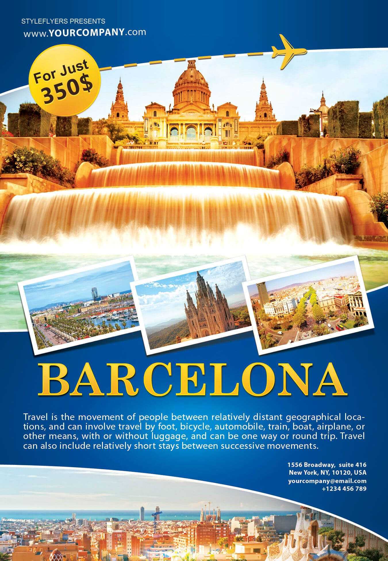 Barcelona Travel Flyer Free Download #2273 | Work | Travel In Travel And Tourism Brochure Templates Free