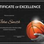 Basketball Excellence Certificate Template Intended For Basketball Certificate Template