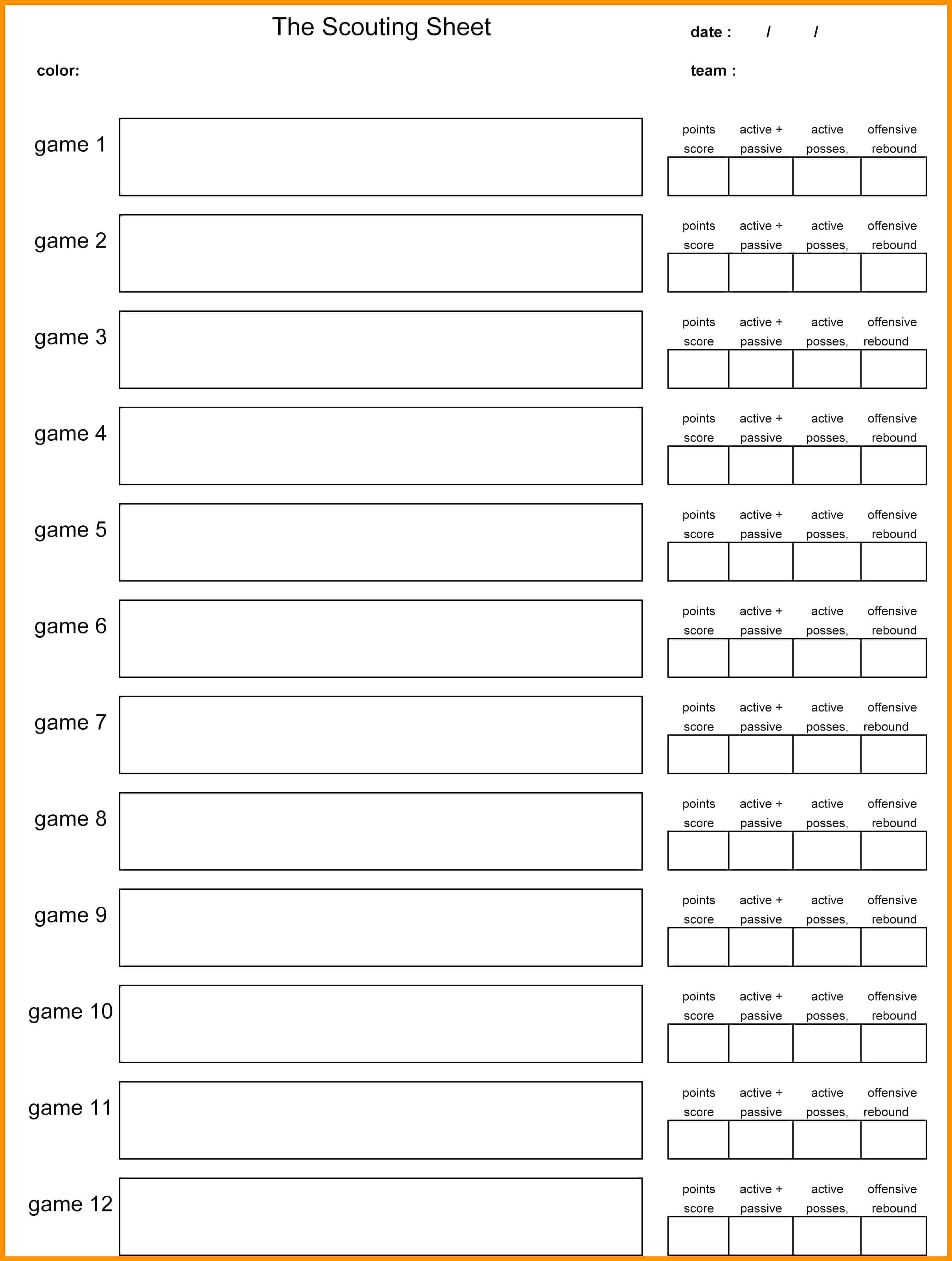 Basketball Ng Report Template Sheet Simple Example Printable Inside Basketball Scouting Report Template