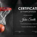 Basketball Participation Certificate Design Template In Psd In Basketball Certificate Template