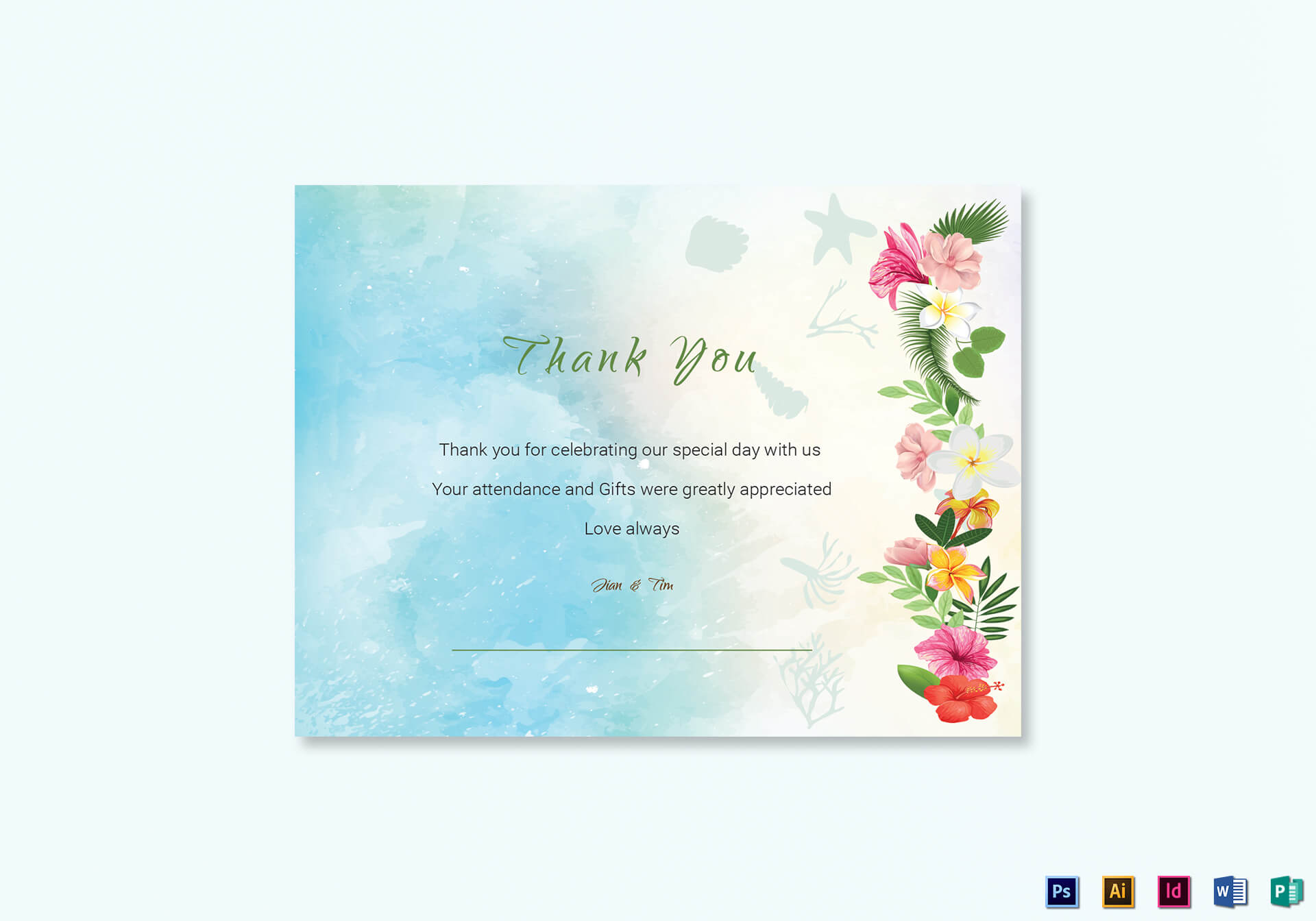 Beach Thank You Card Template Within Thank You Card Template Word