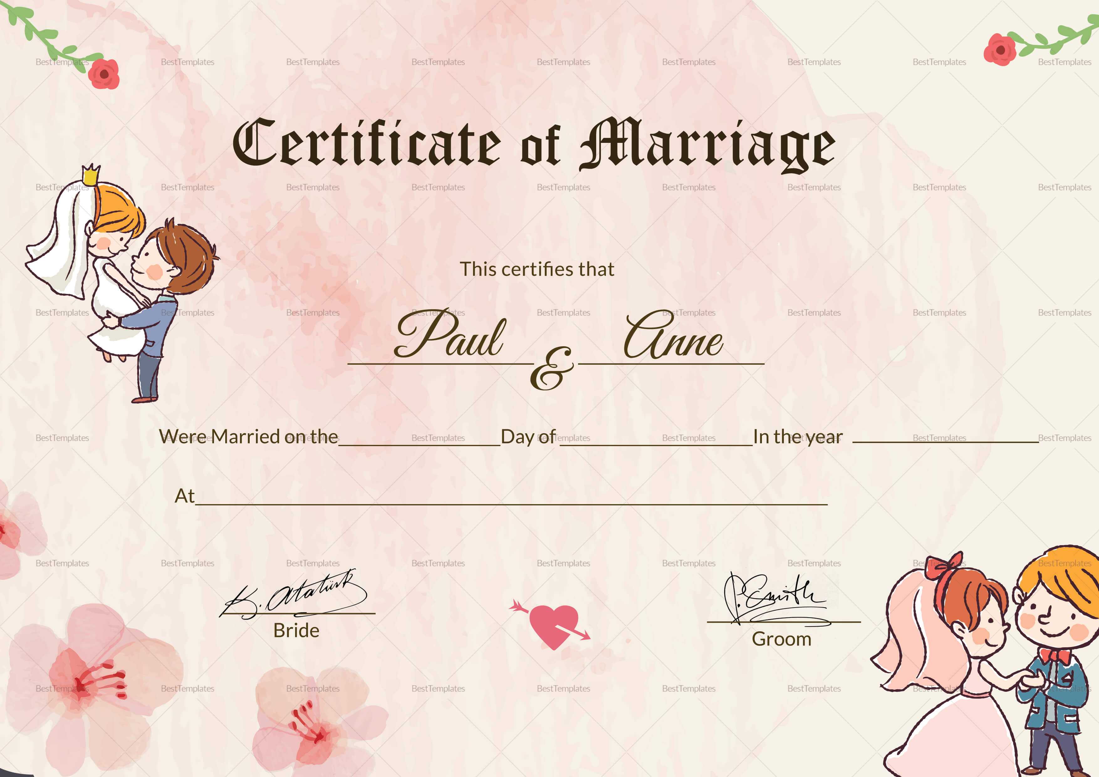 Beautiful Antique Marriage Certificate Template Throughout Beautiful Certificate Templates