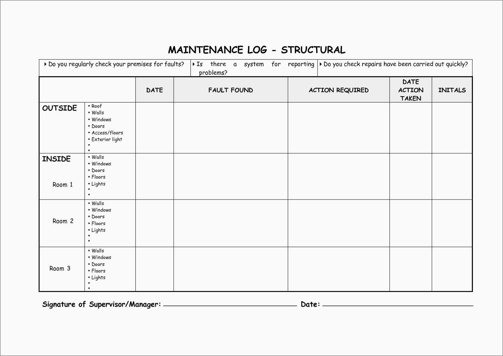 Beautiful Equipment Maintenance Log Template Free | Best Of With Equipment Fault Report Template