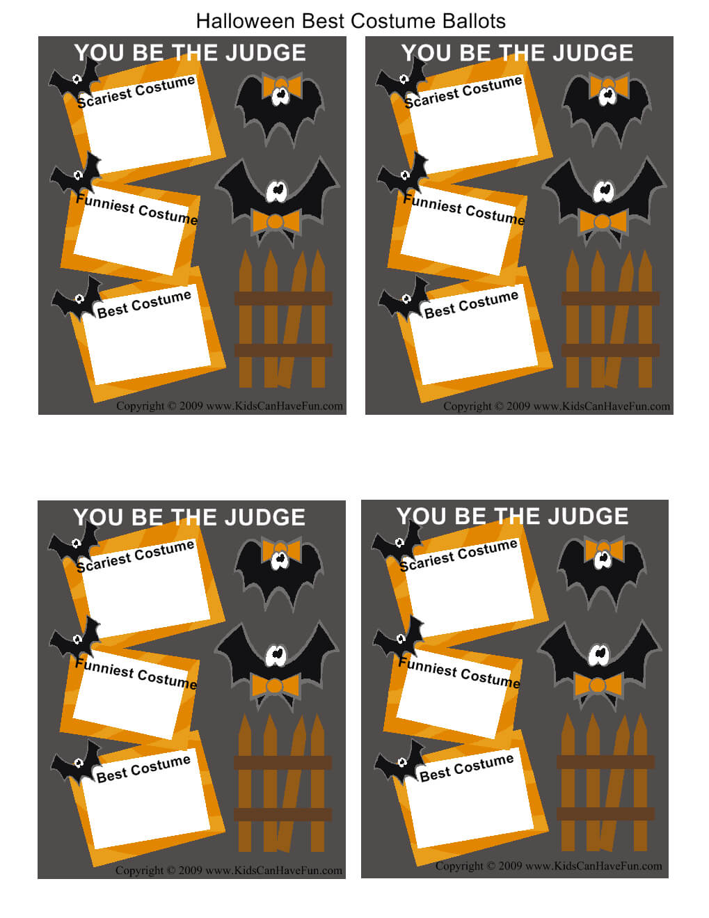 Best Costume Ballots | A Candy Corn Halloween Party 2013 Intended For Halloween Costume Certificate Template