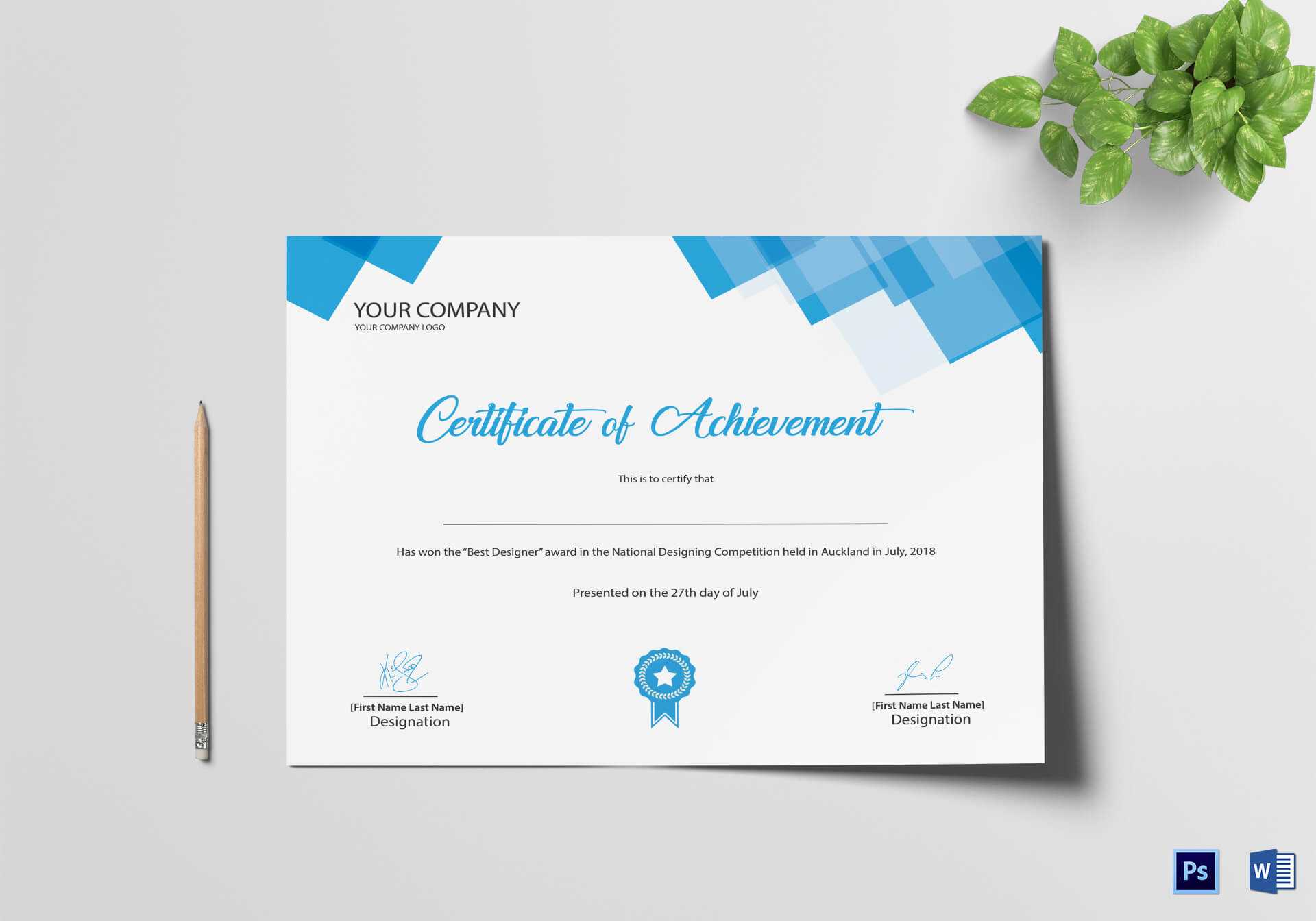 Best Designer Achievement Certificate Template With Regard To Design A Certificate Template