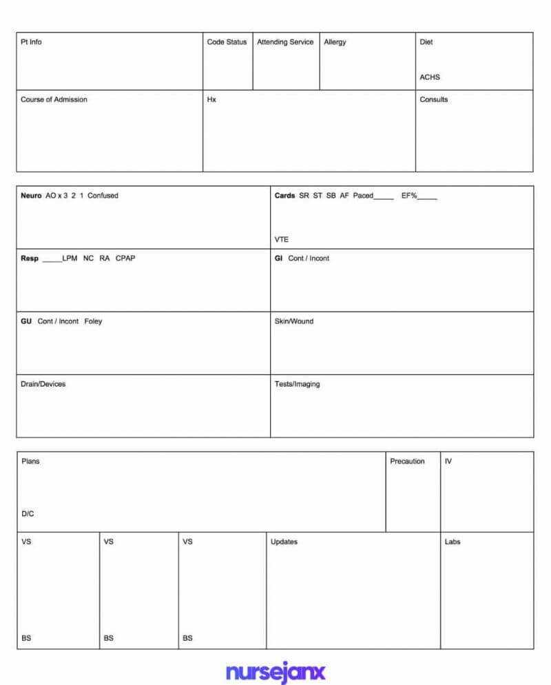 Best Free Sbar & Brain Nursing Report Sheet Templates For Nurse Report Sheet Templates