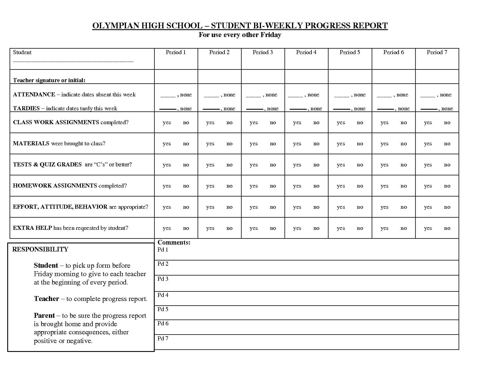 Best Photos Of Monthly Student Ress Report Template High In School Progress Report Template
