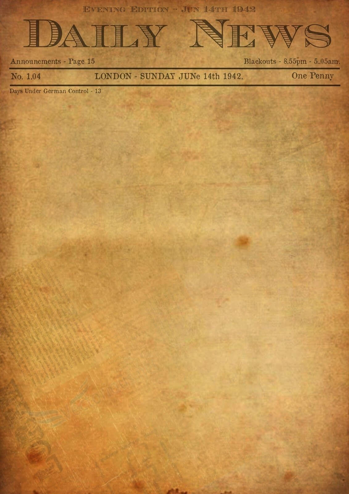 Best Photos Of Old Newspaper Template - Editable Old with regard to Old Blank Newspaper Template