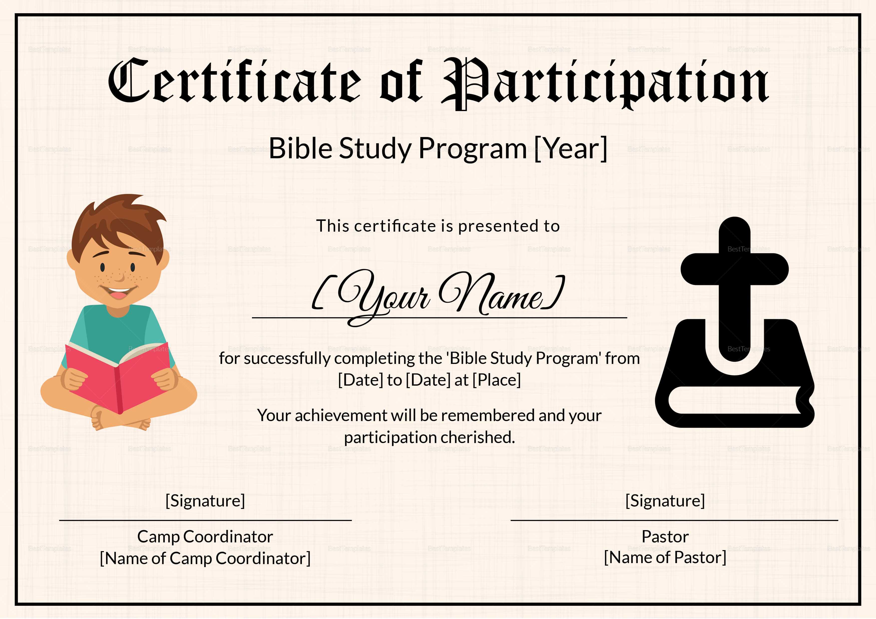 Bible Prophecy Program Certificate For Kids Template Inside Christian Certificate Template