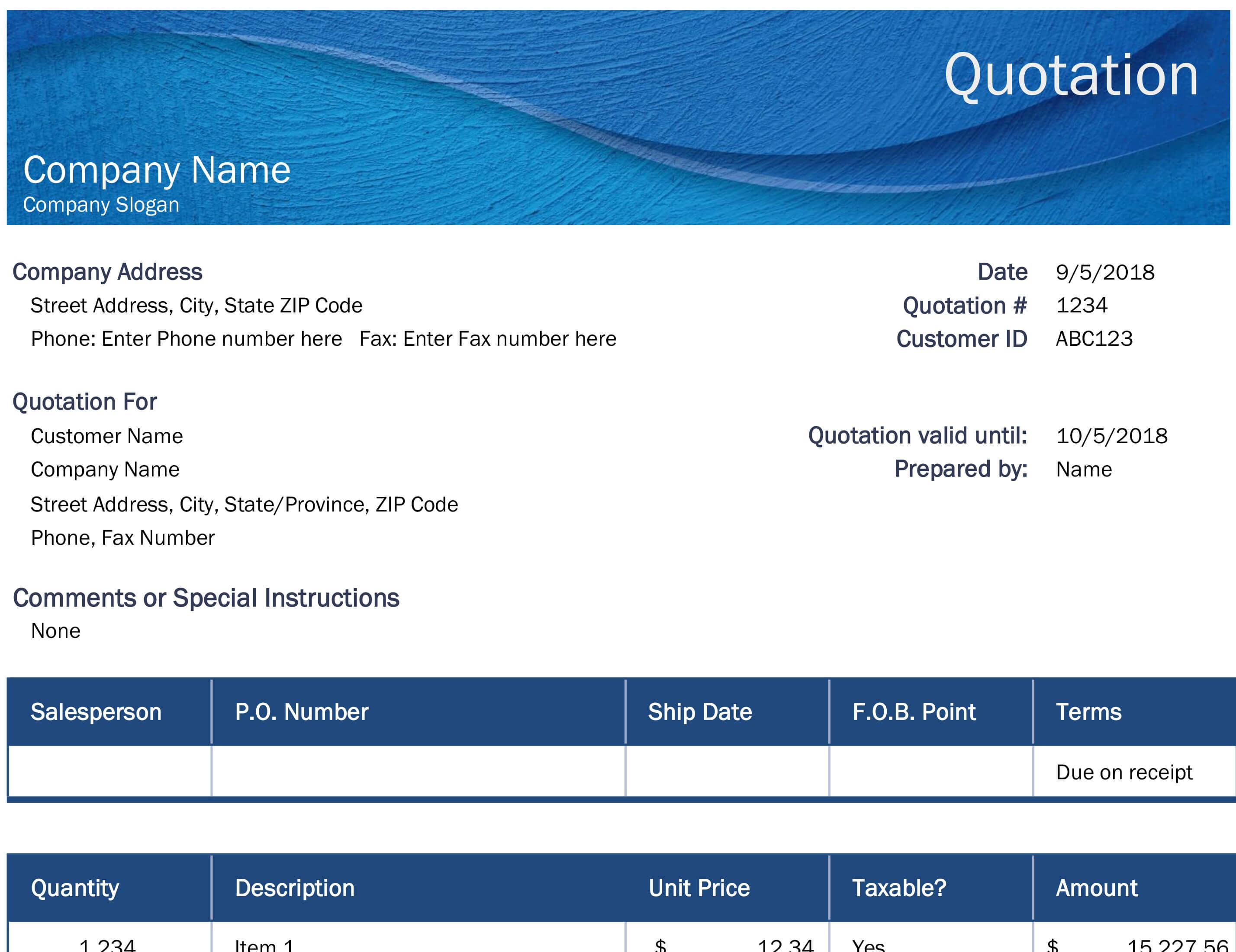 Bids And Quotes – Office Regarding Work Estimate Template Word