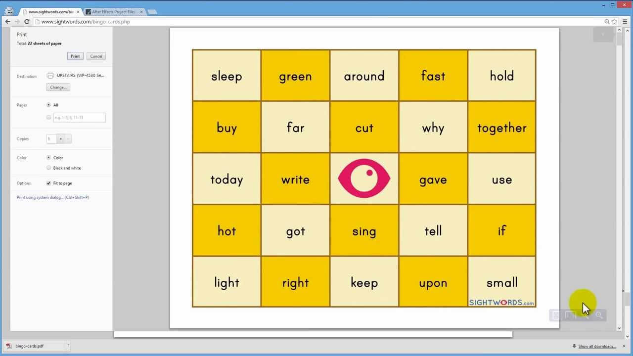 Bingo Card Creator | Sight Words: Teach Your Child To Read Within Bingo Card Template Word