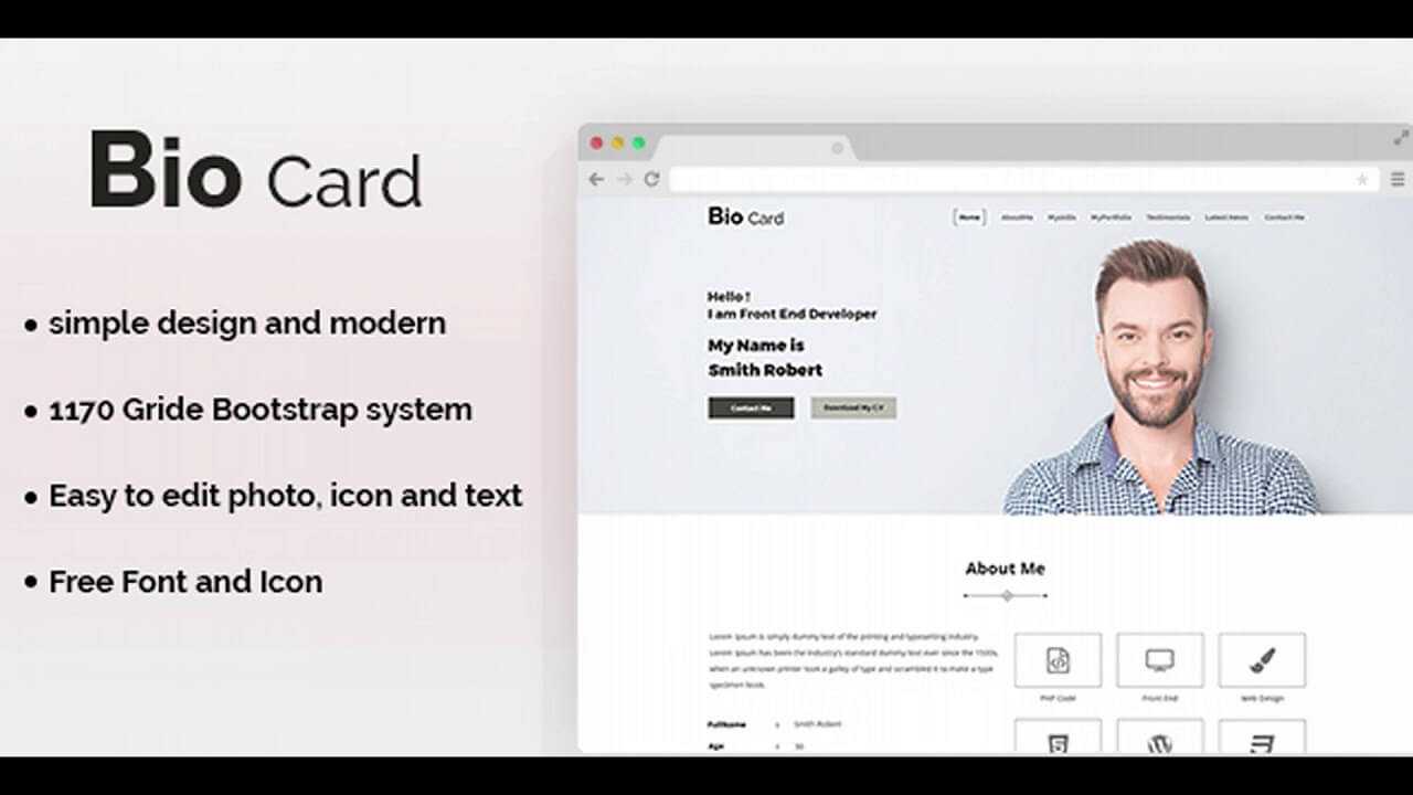 Biocard - Personal Portfolio Psd Template | Themeforest Website Templates  And Themes Throughout Bio Card Template