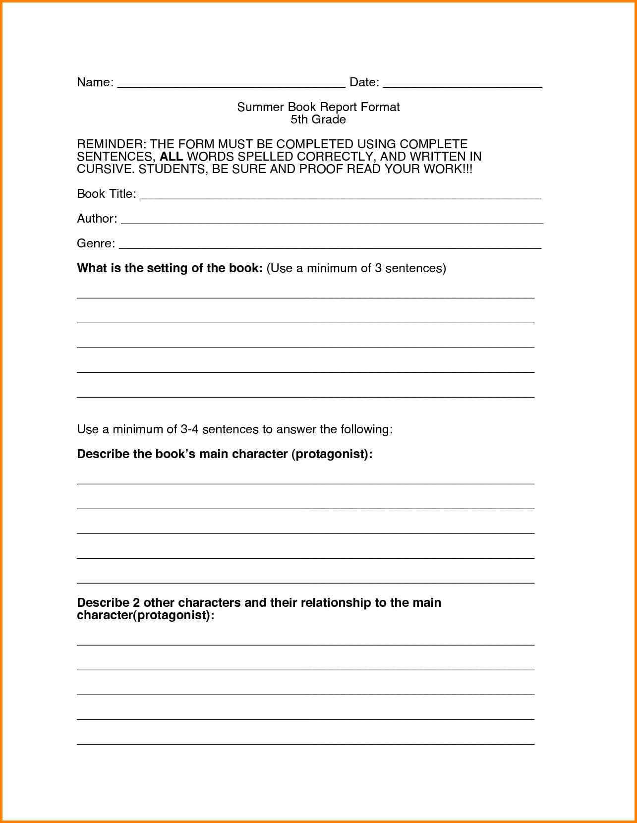Biography Report E Book Reports For 5Th Graders Grade Fifth Intended For Book Report Template High School