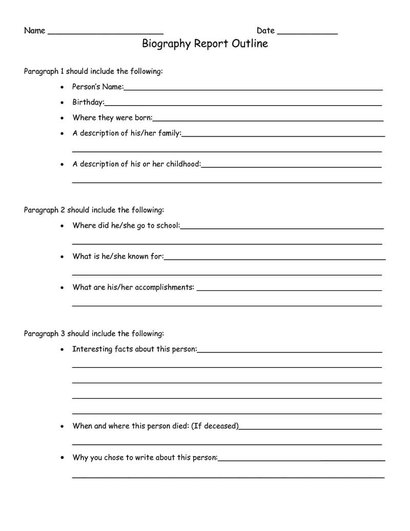 Biography Report Outline Worksheet.pdf | Projects To Try Throughout Free Bio Template Fill In Blank