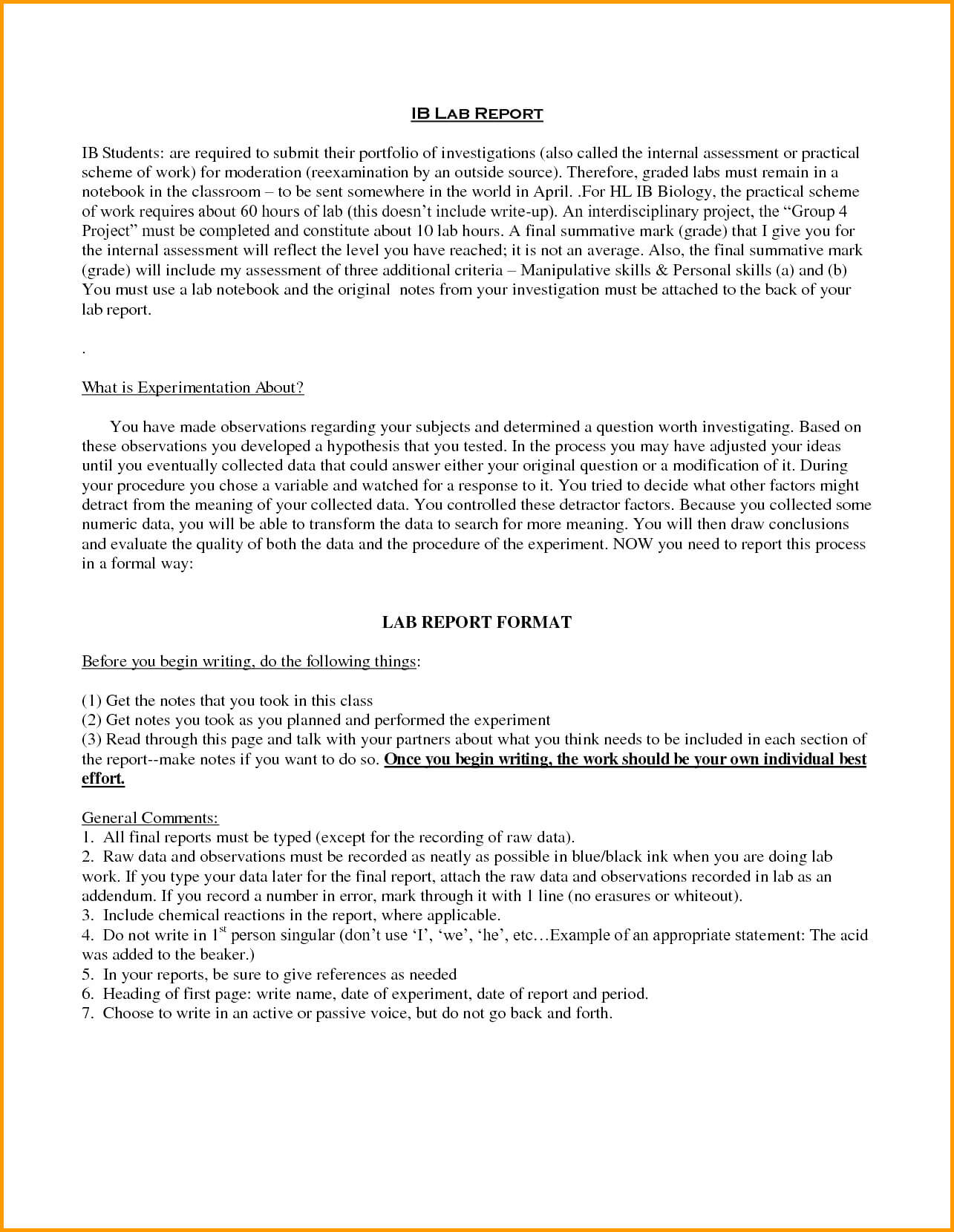 Biology Lab Report Example Books Historical Bio Ib Mesocosm Pertaining To Biology Lab Report Template