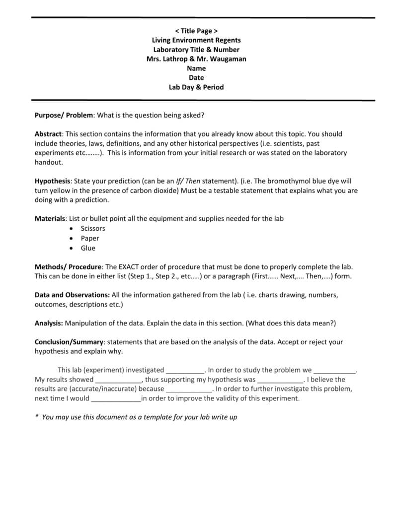 Biology Lab Report Template Inside What Is A Report Template