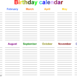 Birthday Calendars – 7 Free Printable Word Templates Throughout Personal Word Wall Template