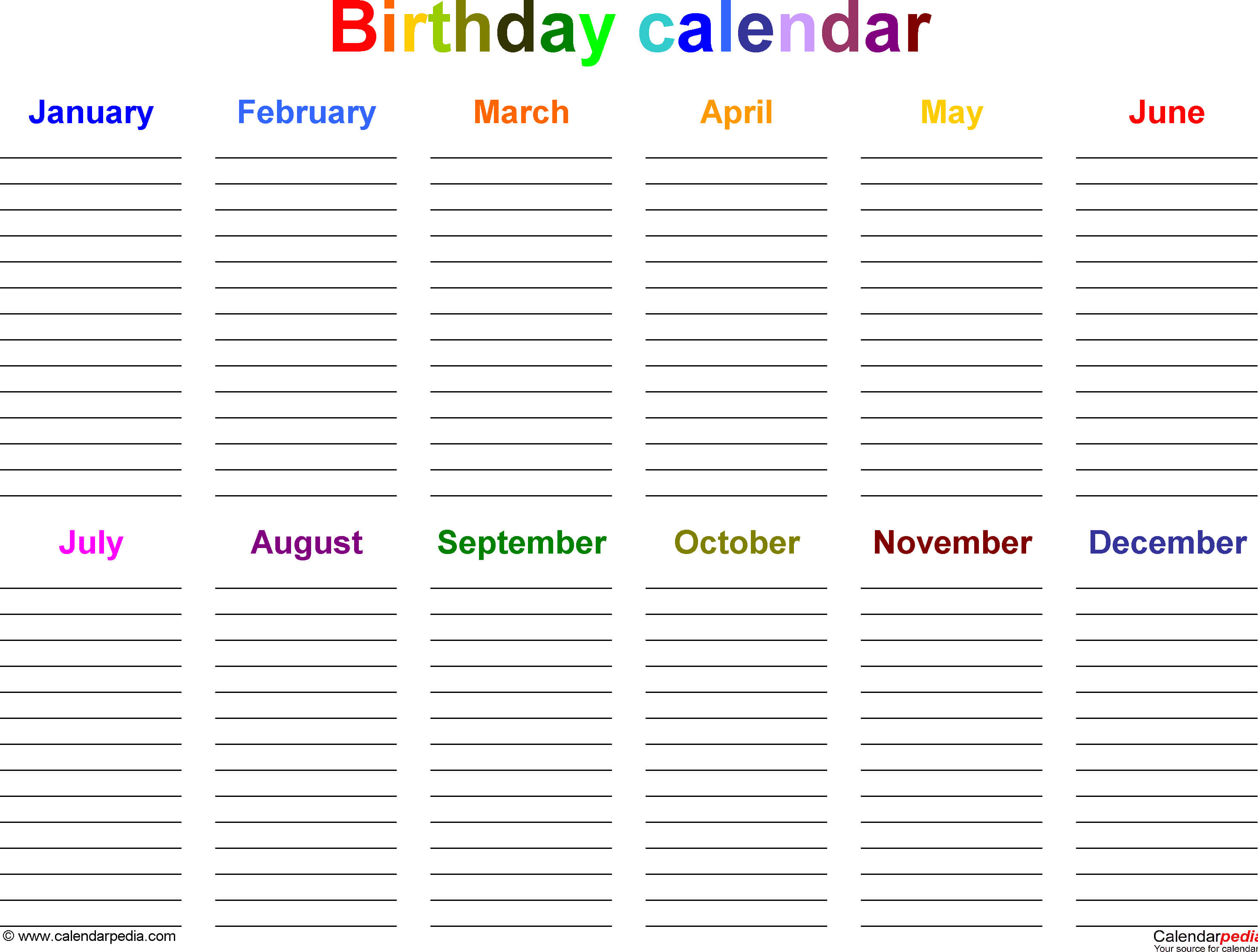 Birthday Calendars – 7 Free Printable Word Templates Throughout Personal Word Wall Template