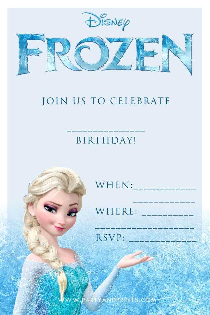 Birthday. Disney Frozen Blank Birthday Party Invitation With Regard To Frozen Birthday Card Template