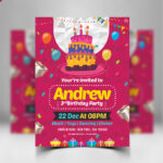 Birthday Invitation Card Design Free Psd – Psd Zone Regarding Photoshop Birthday Card Template Free