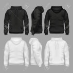 Black And White Blank Sweatshirt Hoodie Vector Templates Pertaining To Blank Black Hoodie Template
