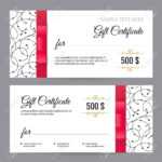 Black And White Gift Voucher Template With Floral Pattern And.. With Black And White Gift Certificate Template Free