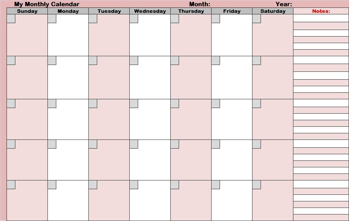 Blank Activity Calendar Template – Free Calendar Collection With Blank Activity Calendar Template