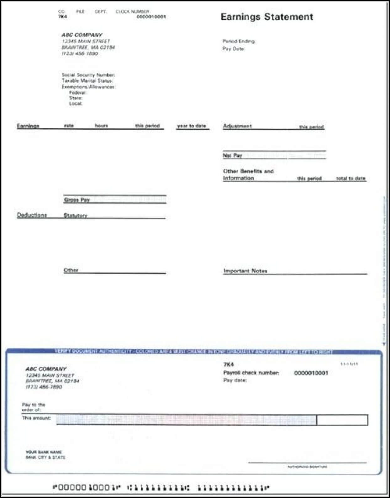 Blank Adp Pay Stub Template – Template 1 : Resume Examples In Blank Pay Stub Template Word