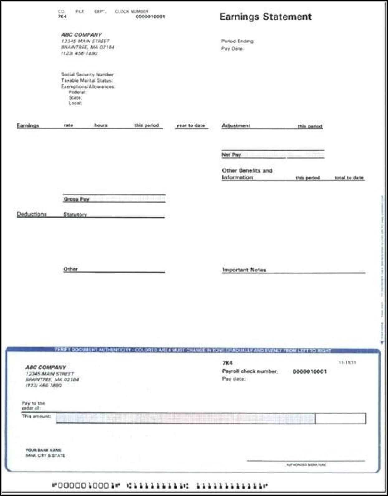 Blank Adp Pay Stub Template – Template 1 : Resume Examples In Blank Pay Stub Template Word